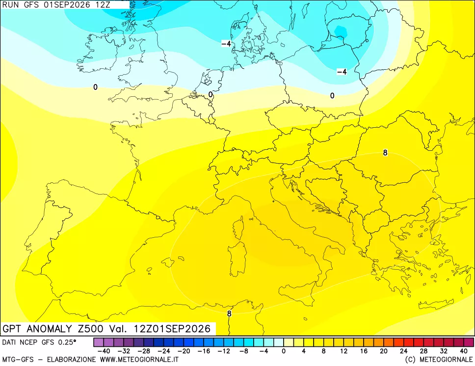 mappa 500 hPa GPT Anomaly vs Cli.No 1981-2010