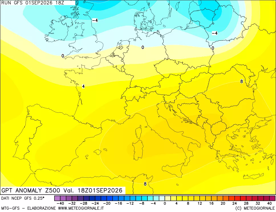 mappa 500 hPa GPT Anomaly vs Cli.No 1981-2010