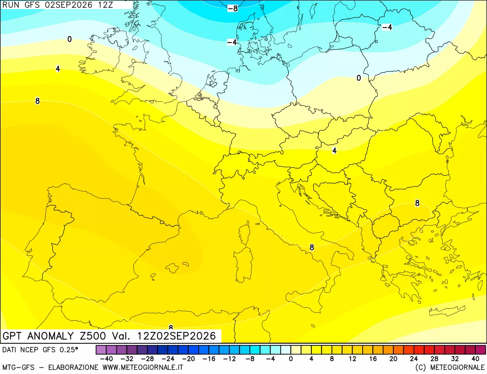 mappa 500 hPa GPT Anomaly vs Cli.No 1981-2010