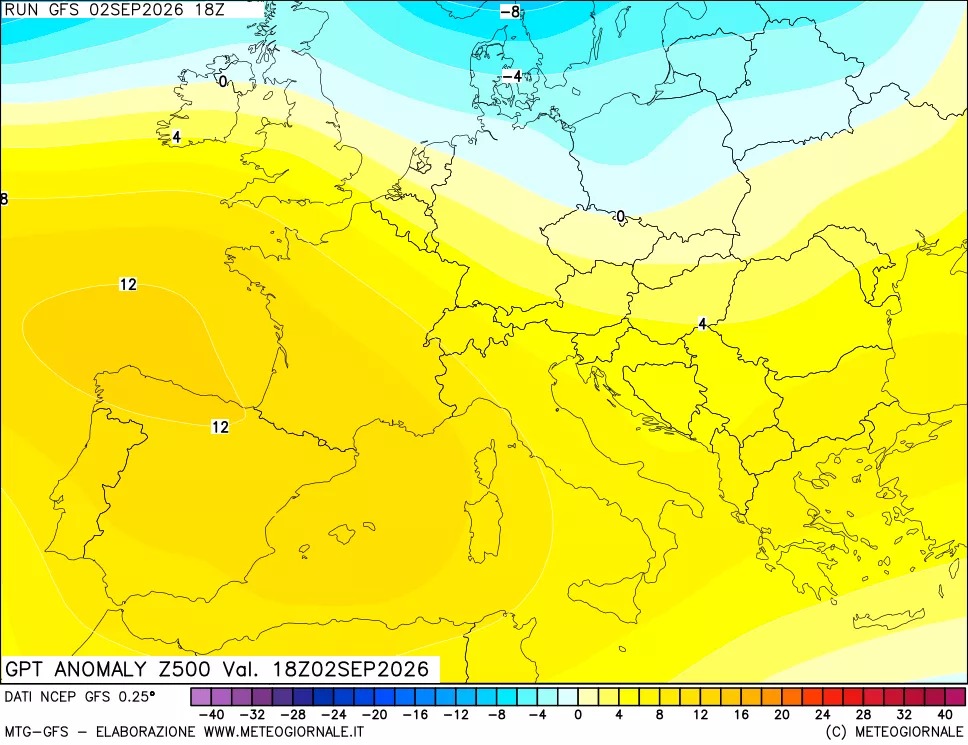 mappa 500 hPa GPT Anomaly vs Cli.No 1981-2010