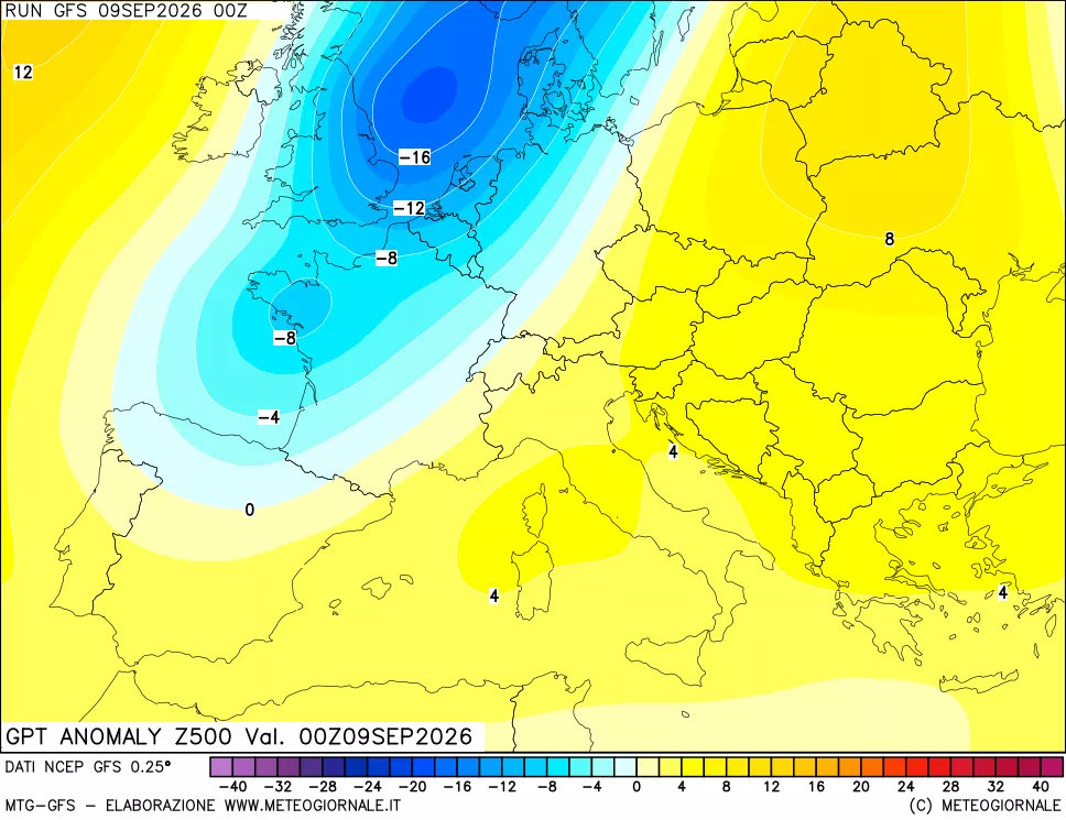 mappa 500 hPa GPT Anomaly vs Cli.No 1981-2010