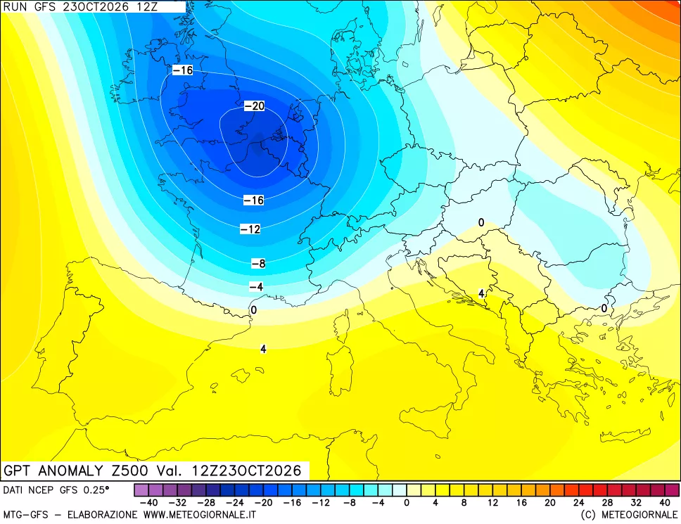 mappa 500 hPa GPT Anomaly vs Cli.No 1981-2010