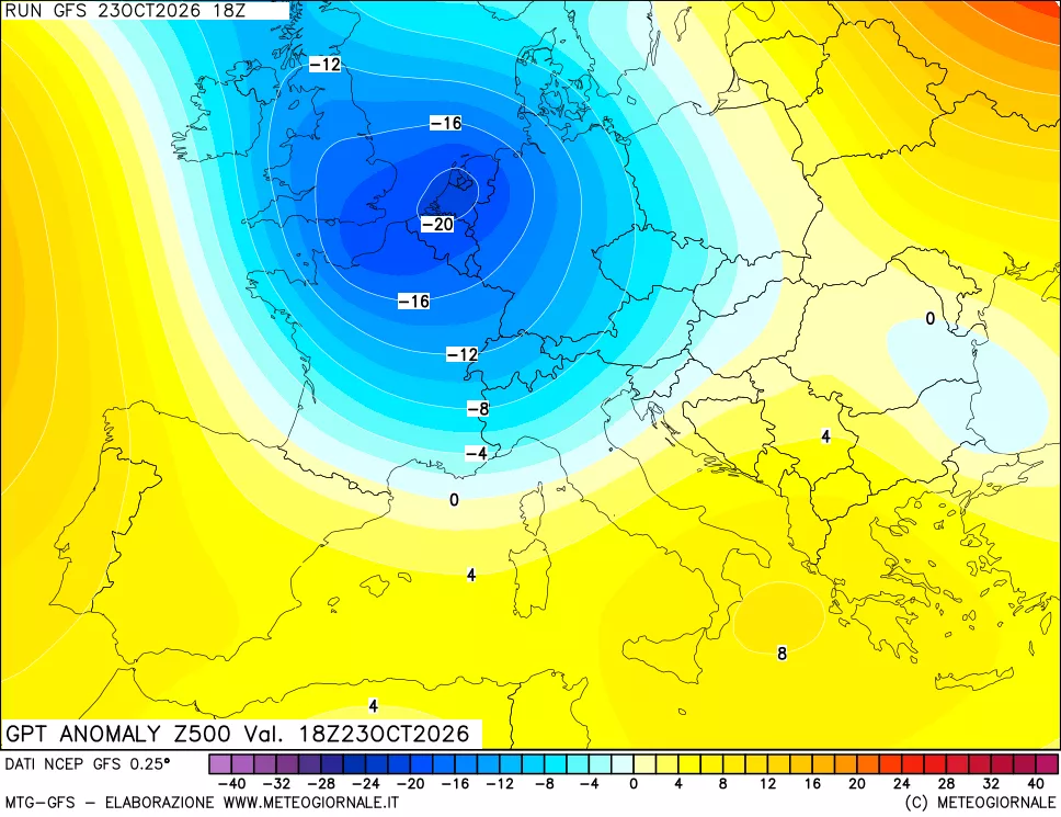 mappa 500 hPa GPT Anomaly vs Cli.No 1981-2010