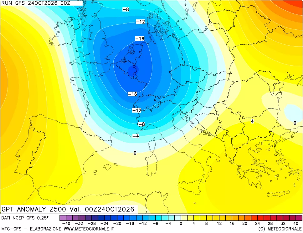 mappa 500 hPa GPT Anomaly vs Cli.No 1981-2010