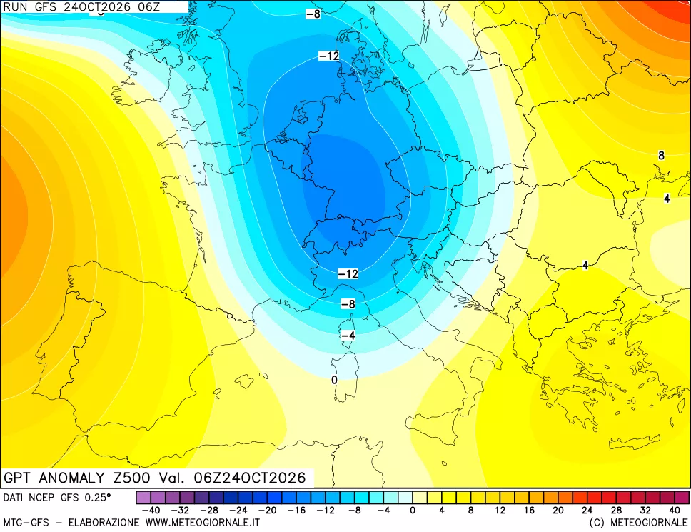 mappa 500 hPa GPT Anomaly vs Cli.No 1981-2010