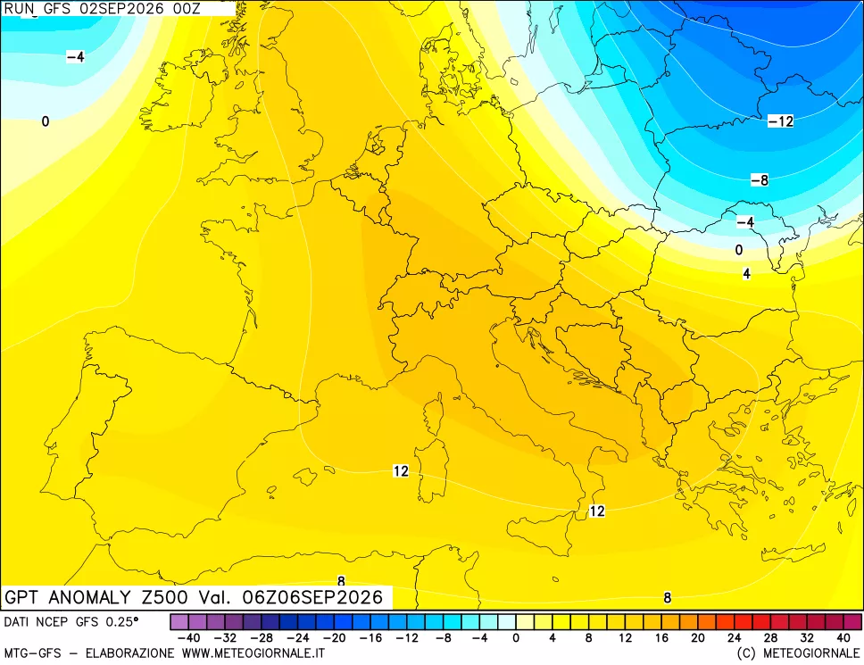 mappa 500 hPa GPT Anomaly vs Cli.No 1981-2010