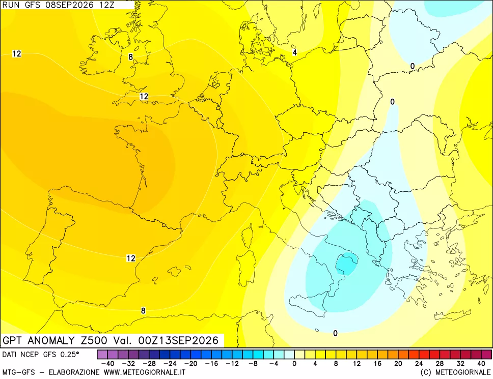 mappa 500 hPa GPT Anomaly vs Cli.No 1981-2010