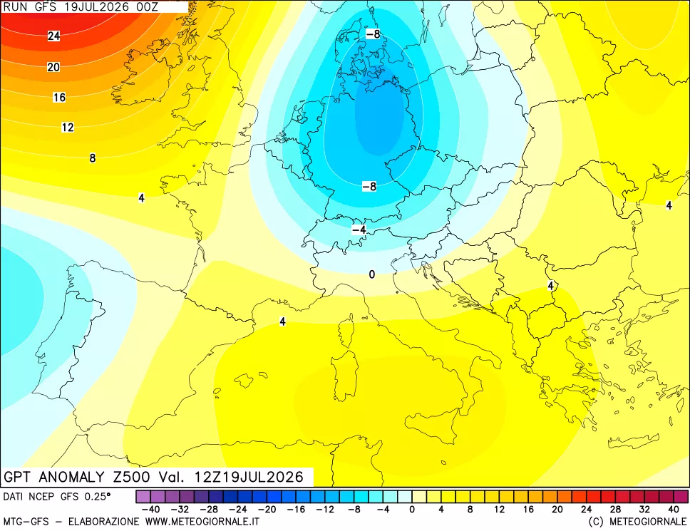 mappa 500 hPa GPT Anomaly vs Cli.No 1981-2010