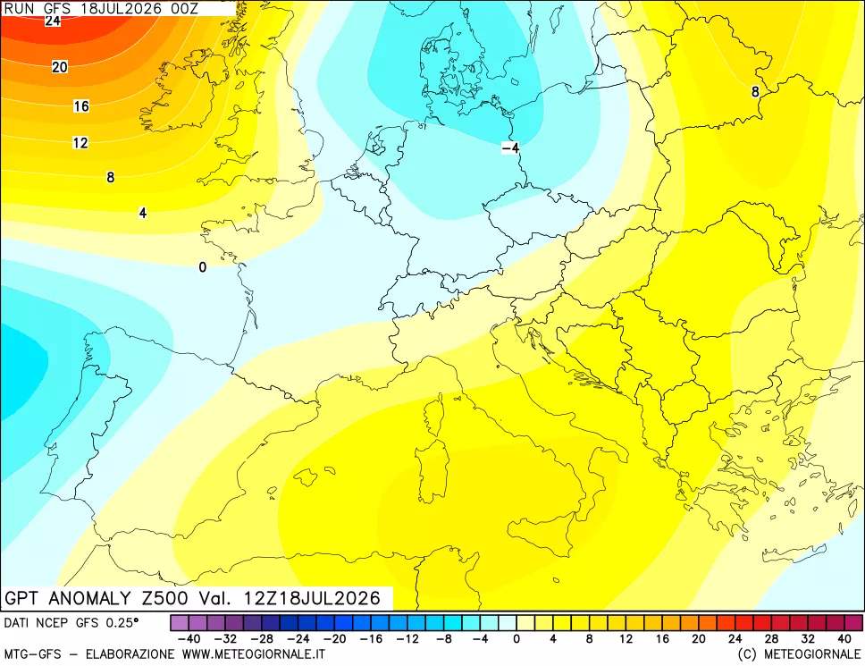 mappa 500 hPa GPT Anomaly vs Cli.No 1981-2010