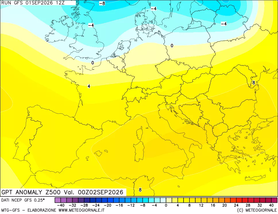 mappa 500 hPa GPT Anomaly vs Cli.No 1981-2010