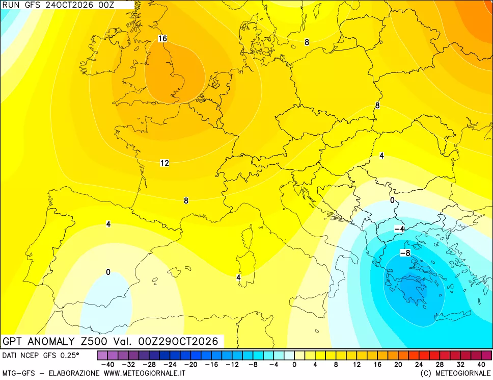 mappa 500 hPa GPT Anomaly vs Cli.No 1981-2010