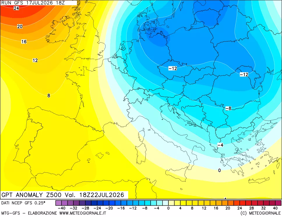 mappa 500 hPa GPT Anomaly vs Cli.No 1981-2010