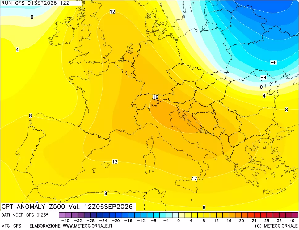 mappa 500 hPa GPT Anomaly vs Cli.No 1981-2010