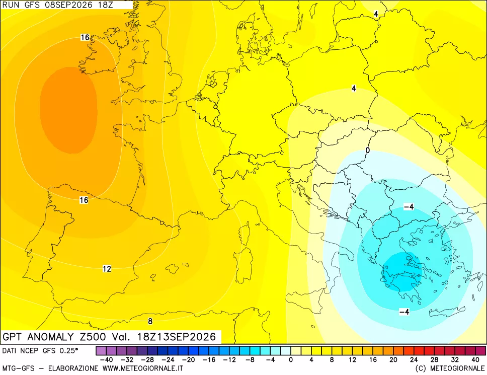mappa 500 hPa GPT Anomaly vs Cli.No 1981-2010