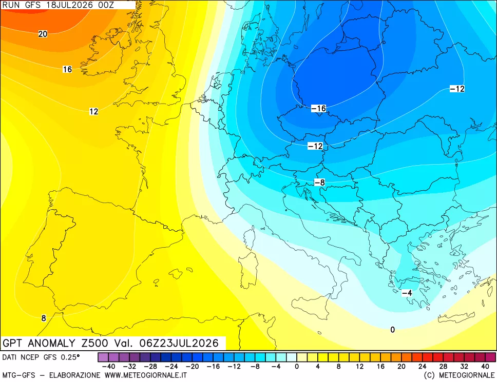 mappa 500 hPa GPT Anomaly vs Cli.No 1981-2010
