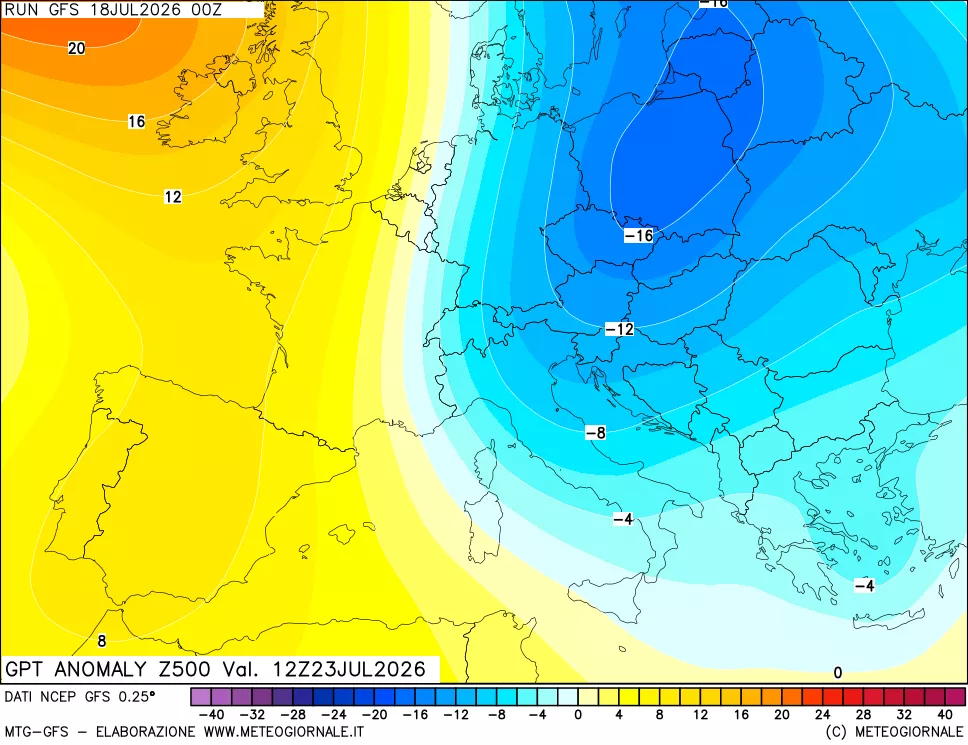 mappa 500 hPa GPT Anomaly vs Cli.No 1981-2010