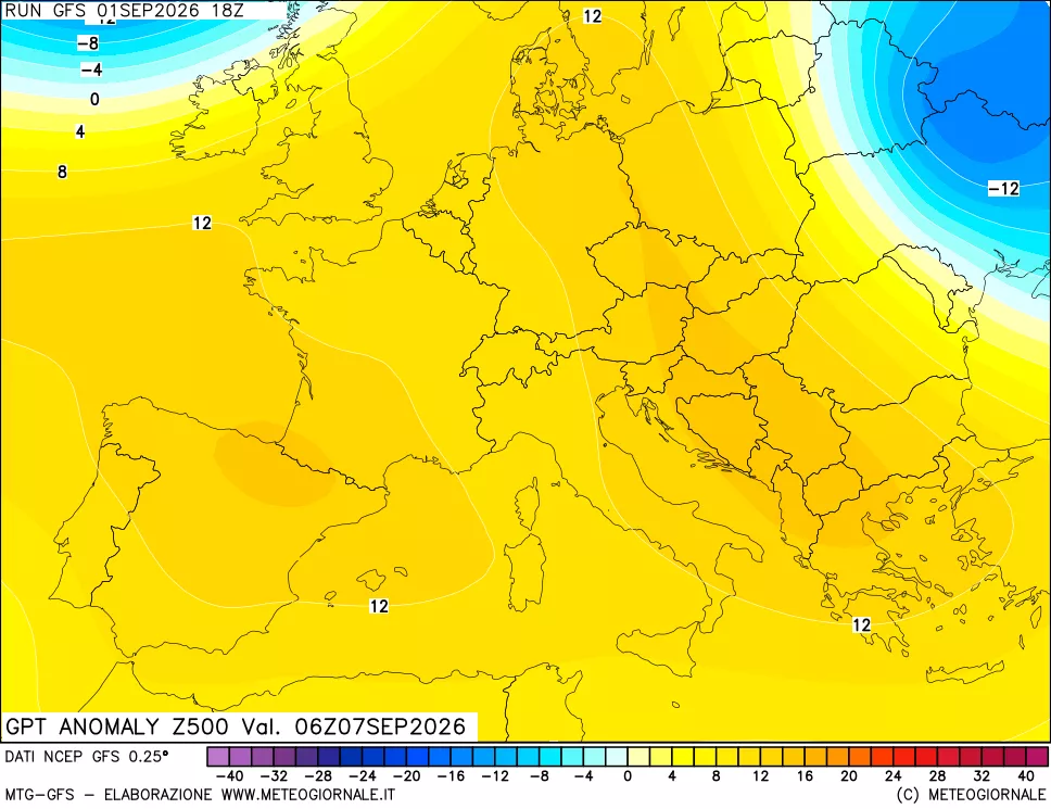 mappa 500 hPa GPT Anomaly vs Cli.No 1981-2010