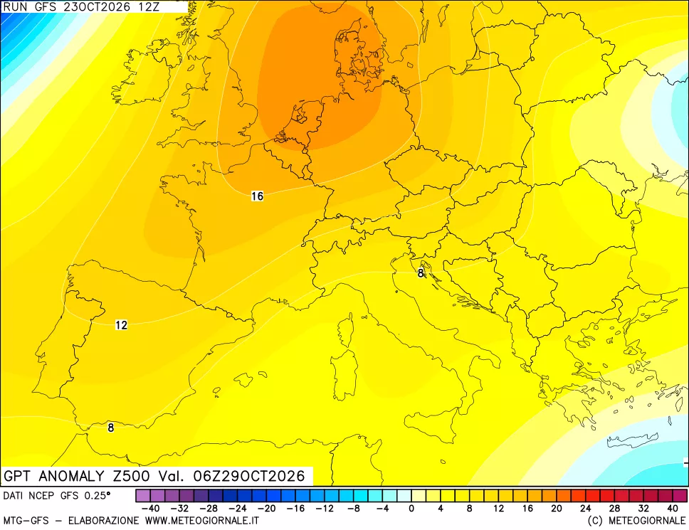 mappa 500 hPa GPT Anomaly vs Cli.No 1981-2010