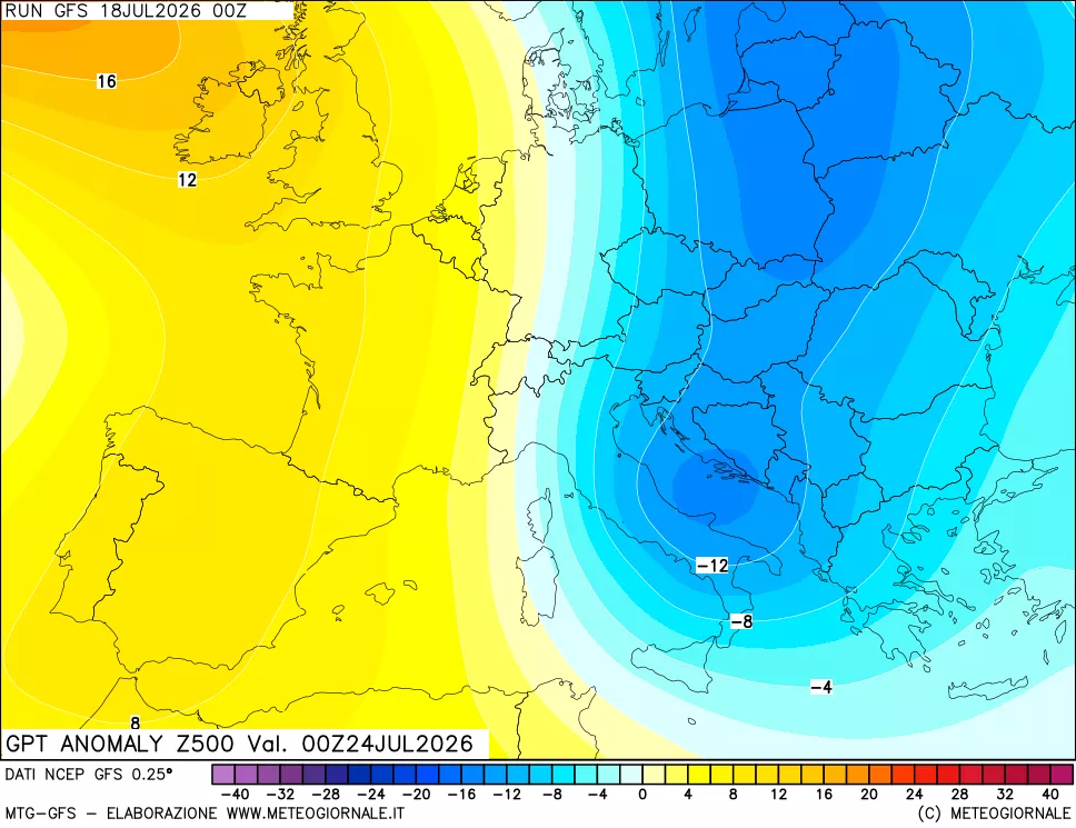 mappa 500 hPa GPT Anomaly vs Cli.No 1981-2010
