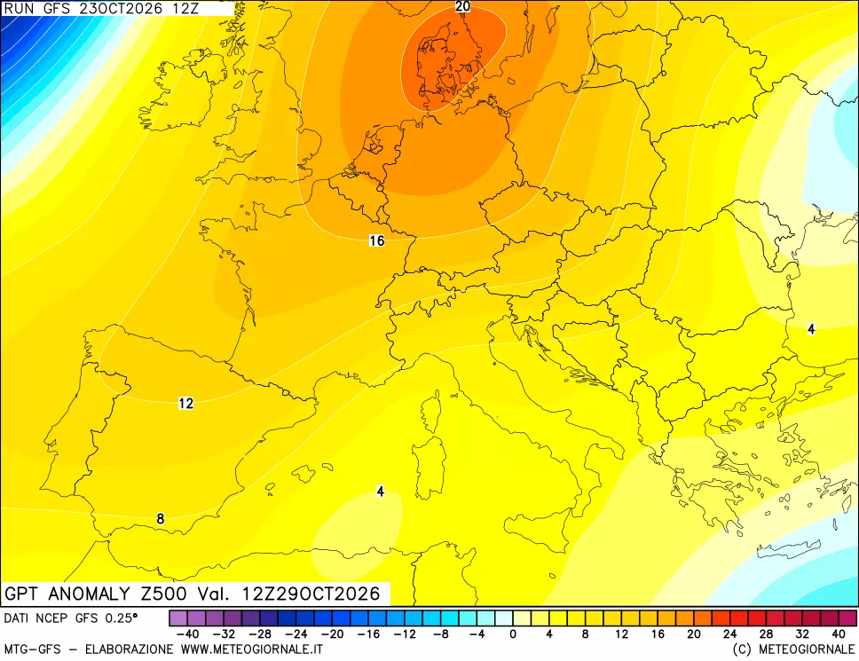 mappa 500 hPa GPT Anomaly vs Cli.No 1981-2010