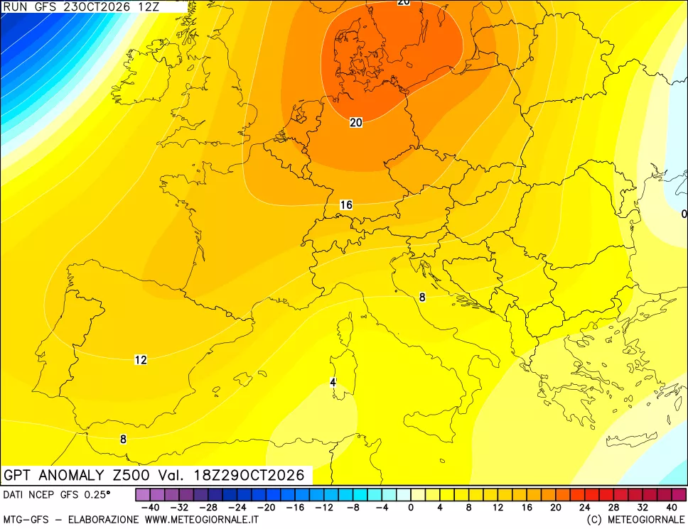 mappa 500 hPa GPT Anomaly vs Cli.No 1981-2010