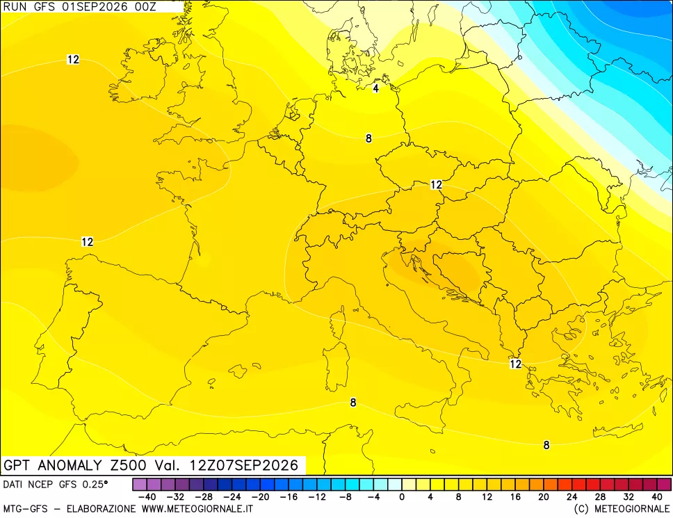 mappa 500 hPa GPT Anomaly vs Cli.No 1981-2010