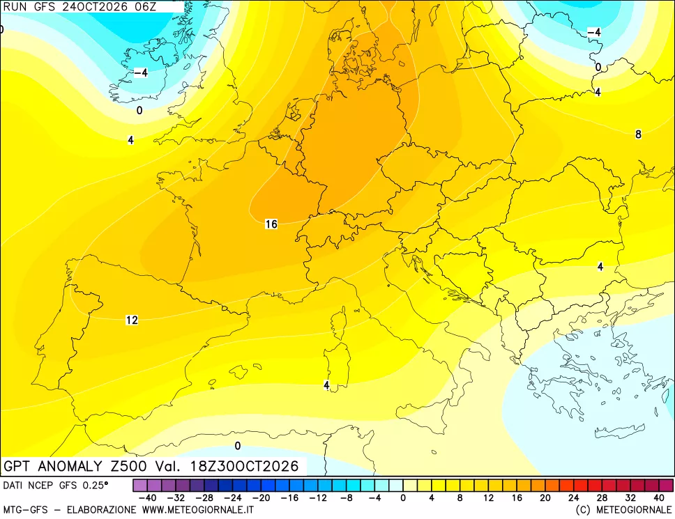 mappa 500 hPa GPT Anomaly vs Cli.No 1981-2010