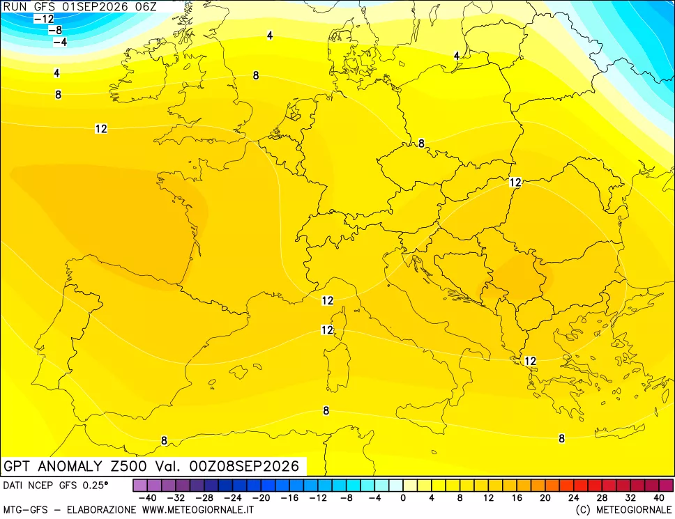 mappa 500 hPa GPT Anomaly vs Cli.No 1981-2010