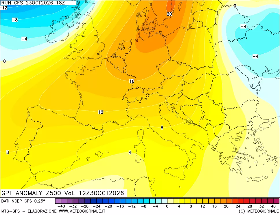 mappa 500 hPa GPT Anomaly vs Cli.No 1981-2010