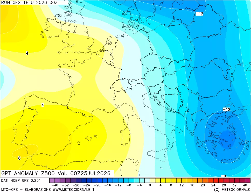 mappa 500 hPa GPT Anomaly vs Cli.No 1981-2010