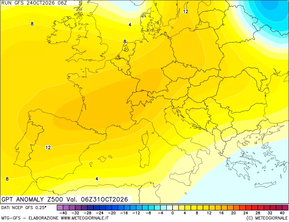 mappa 500 hPa GPT Anomaly vs Cli.No 1981-2010