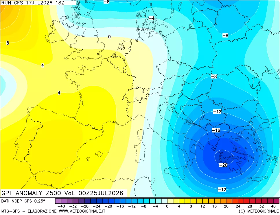 mappa 500 hPa GPT Anomaly vs Cli.No 1981-2010