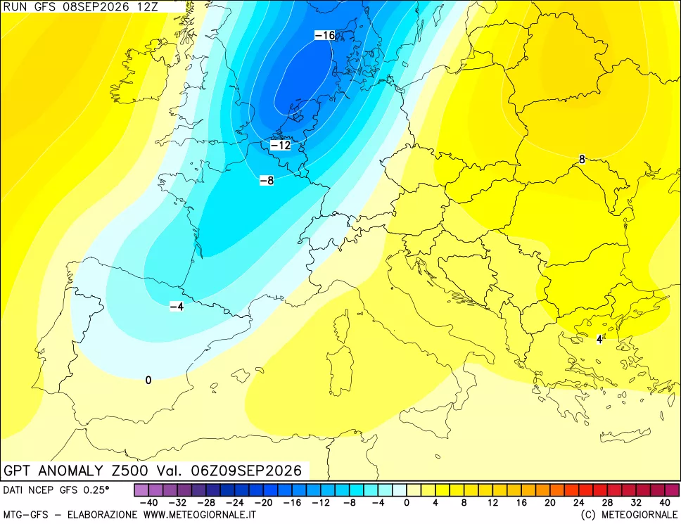 mappa 500 hPa GPT Anomaly vs Cli.No 1981-2010