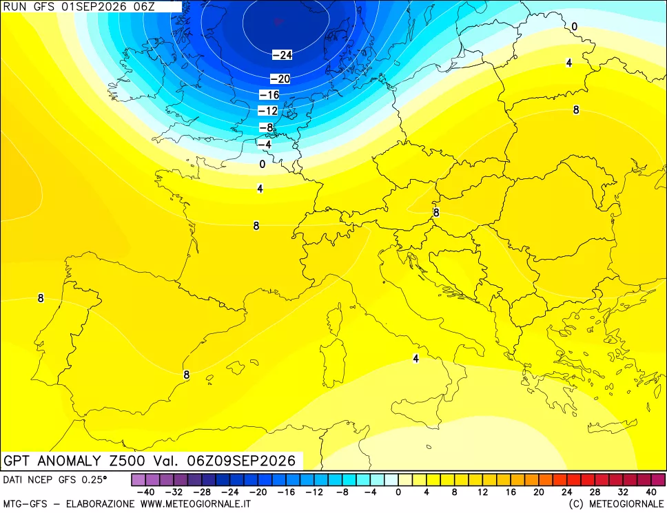 mappa 500 hPa GPT Anomaly vs Cli.No 1981-2010