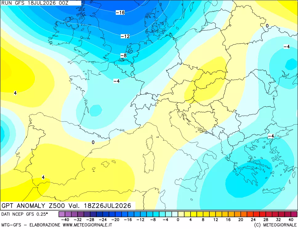 mappa 500 hPa GPT Anomaly vs Cli.No 1981-2010