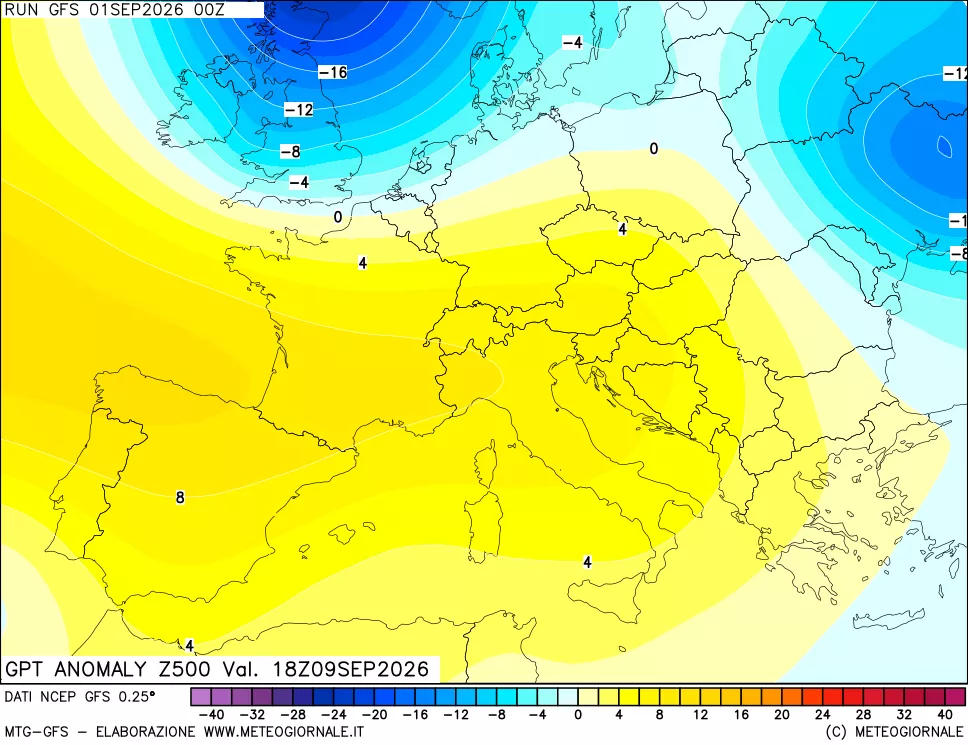mappa 500 hPa GPT Anomaly vs Cli.No 1981-2010