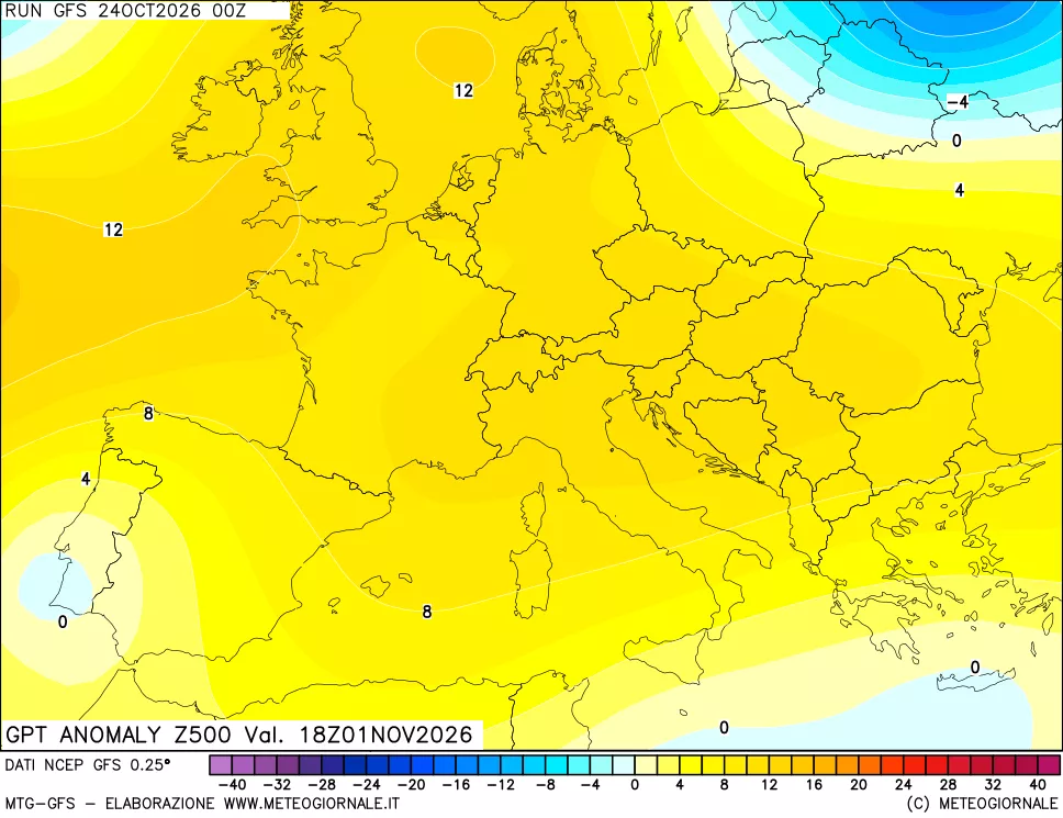 mappa 500 hPa GPT Anomaly vs Cli.No 1981-2010