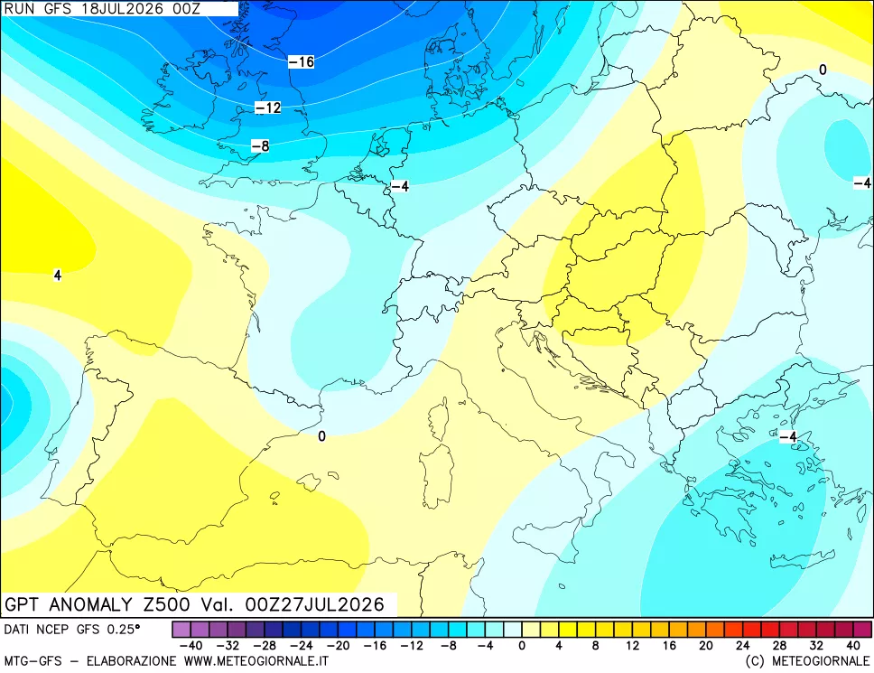 mappa 500 hPa GPT Anomaly vs Cli.No 1981-2010