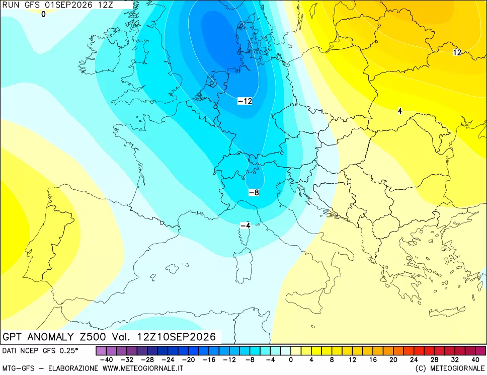 mappa 500 hPa GPT Anomaly vs Cli.No 1981-2010