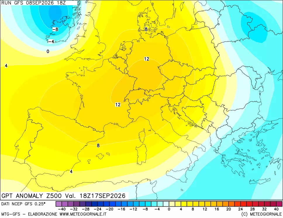 mappa 500 hPa GPT Anomaly vs Cli.No 1981-2010