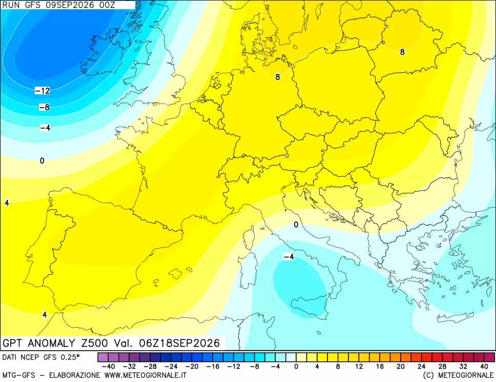 mappa 500 hPa GPT Anomaly vs Cli.No 1981-2010