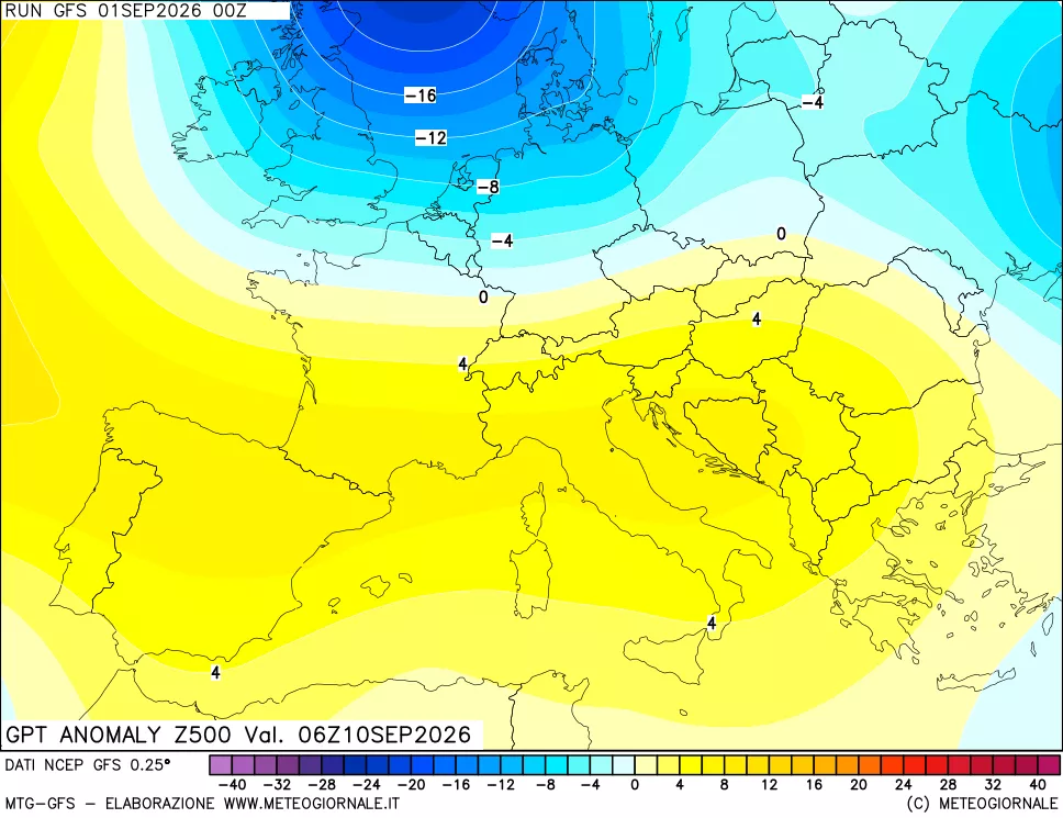 mappa 500 hPa GPT Anomaly vs Cli.No 1981-2010