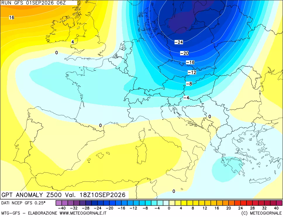 mappa 500 hPa GPT Anomaly vs Cli.No 1981-2010