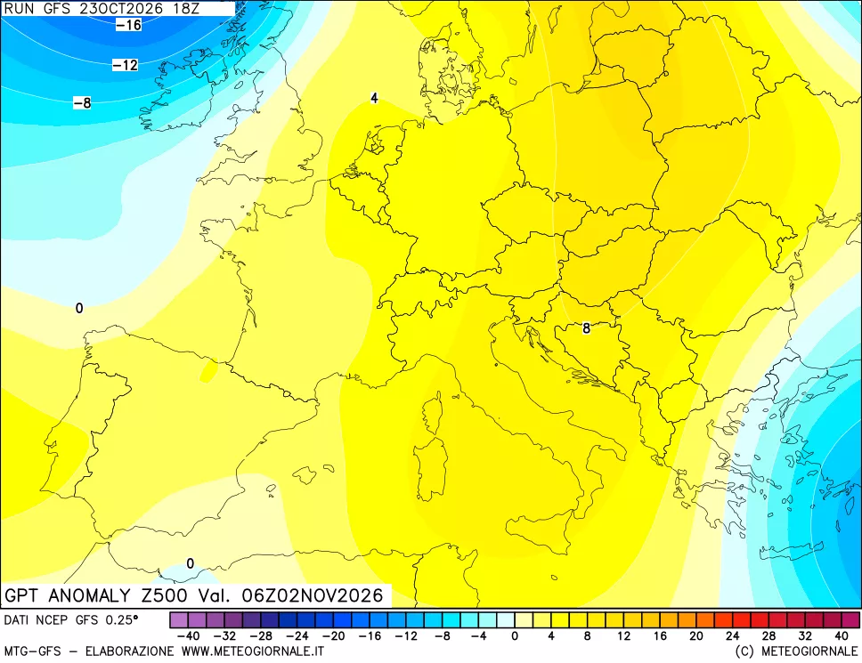 mappa 500 hPa GPT Anomaly vs Cli.No 1981-2010