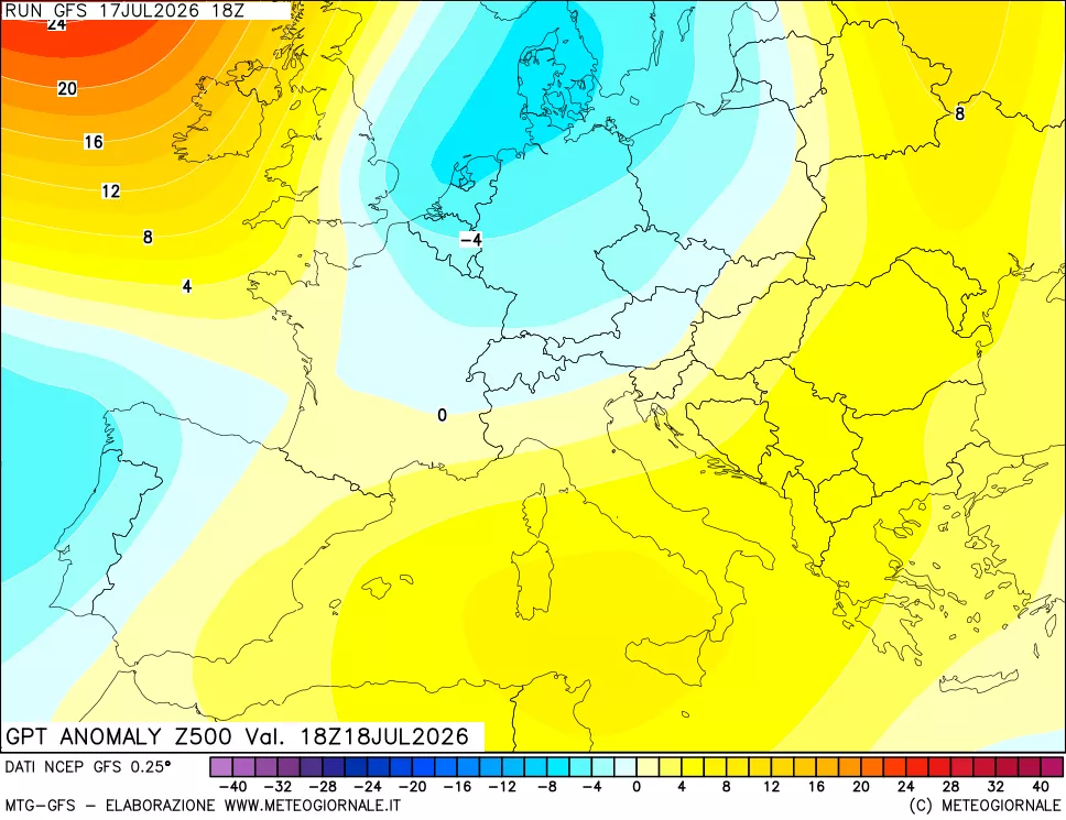 mappa 500 hPa GPT Anomaly vs Cli.No 1981-2010