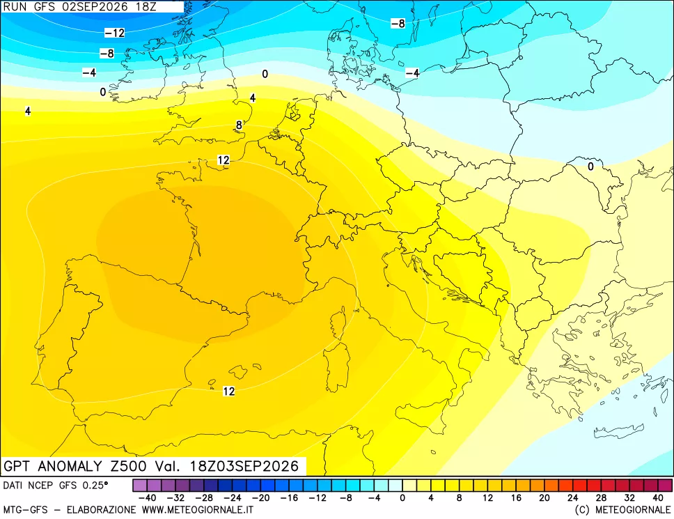 mappa 500 hPa GPT Anomaly vs Cli.No 1981-2010