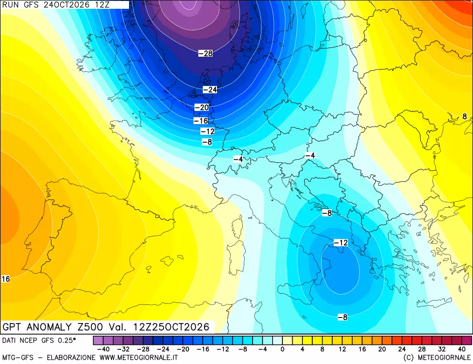 mappa 500 hPa GPT Anomaly vs Cli.No 1981-2010