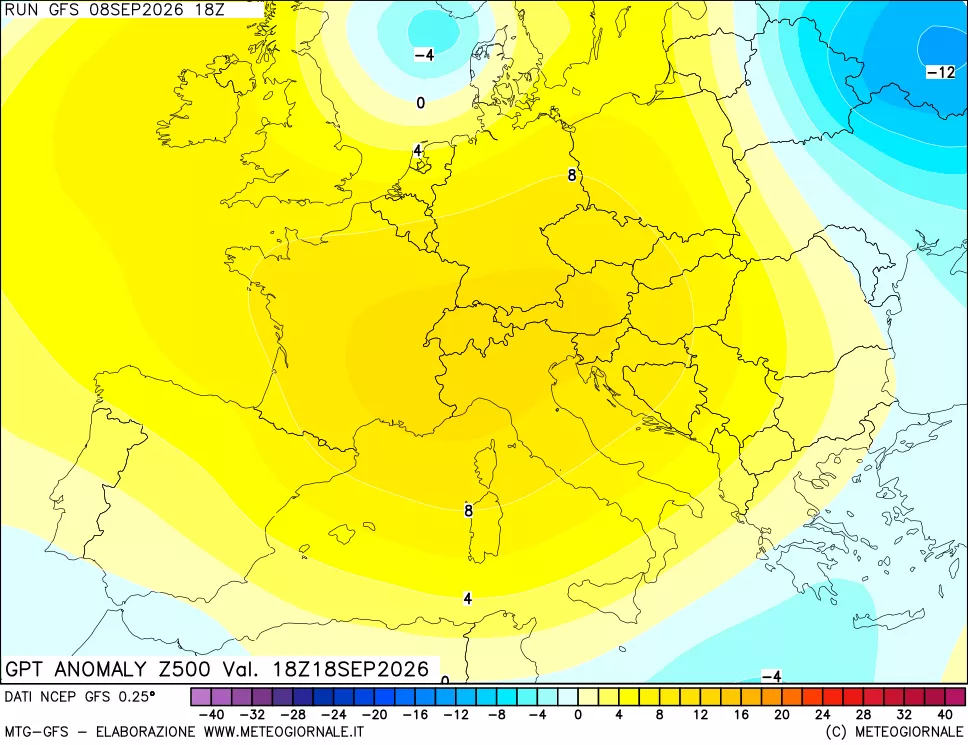 mappa 500 hPa GPT Anomaly vs Cli.No 1981-2010