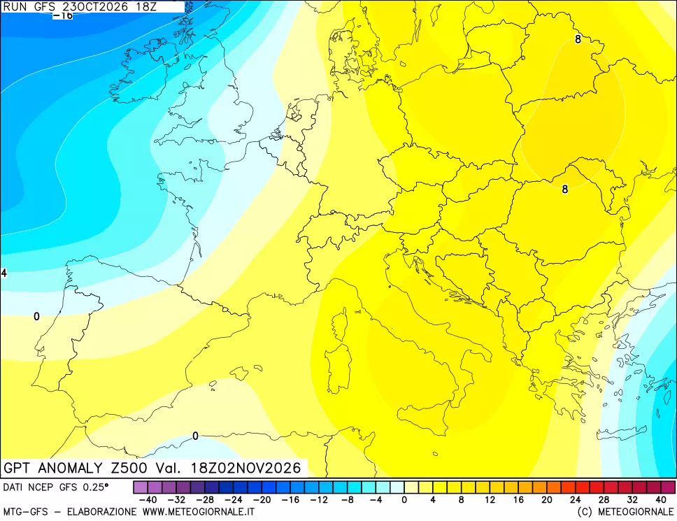 mappa 500 hPa GPT Anomaly vs Cli.No 1981-2010