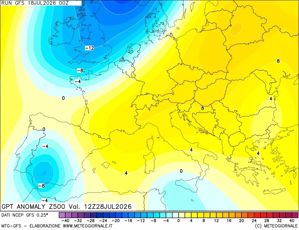 mappa 500 hPa GPT Anomaly vs Cli.No 1981-2010